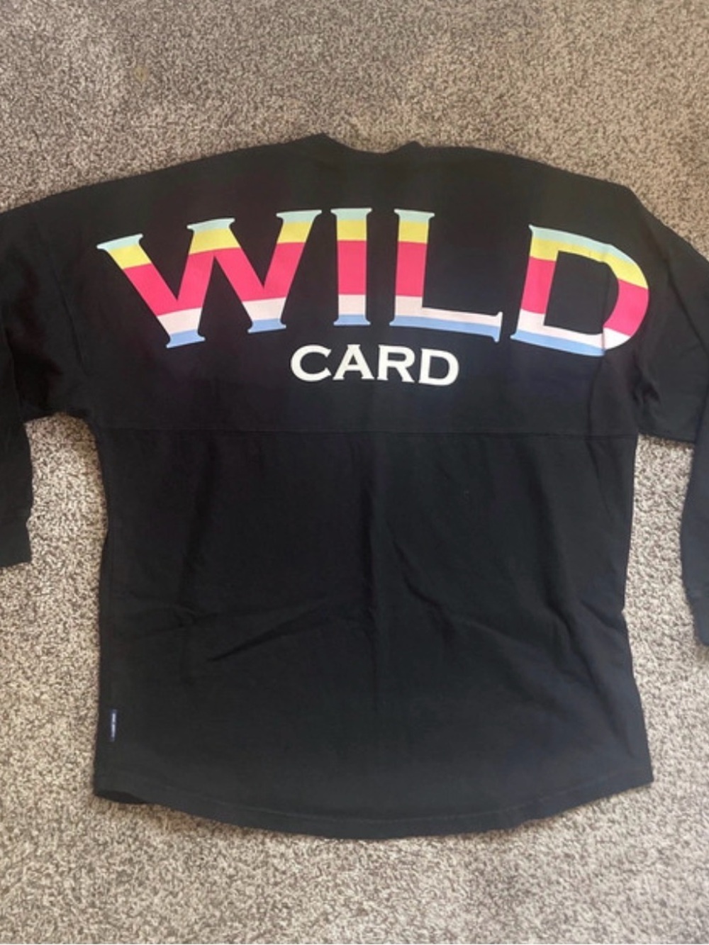 Wild card spirit jersey Long Sleeve Tee - Black with Multicolor Graphic
